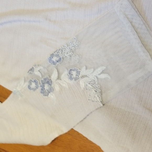 Free People Saheli Glacial Ice Blue Mesh Bodice Floral Embroidered Top, … - Picture 6 of 16